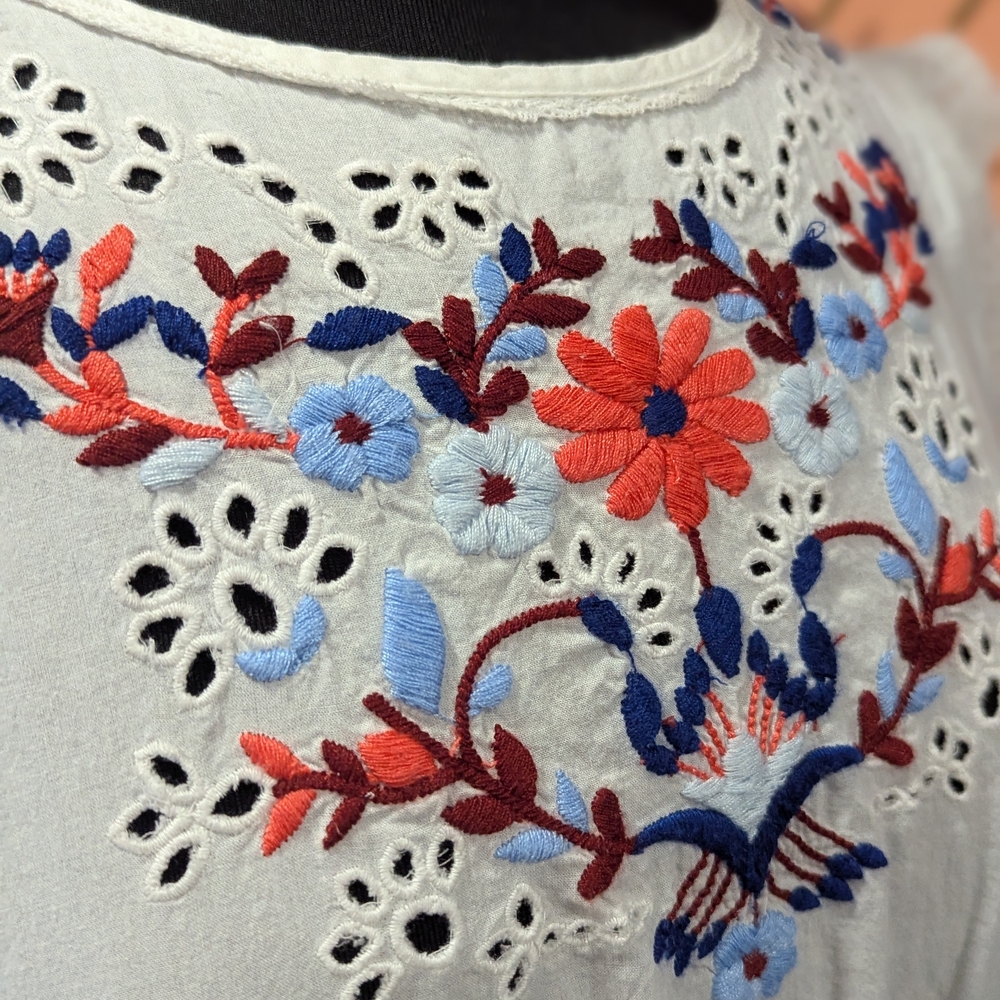 Rebecca Taylor 6 White Eyelet Flutter Sleeve Sundress Embroidered Midi Luxury - Picture 10 of 16